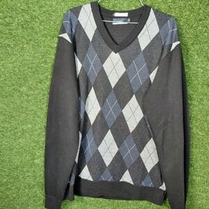 FUREST Mens XXL Argyle Sweater V Neck‎ Long Sleeve Classic Pullover